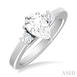 1/4 ctw Tri-Mount Pear Shape Round Cut Diamond Semi Mount Engagement Ring in 14K White Gold