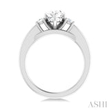 1/4 ctw Tri-Mount Pear Shape Round Cut Diamond Semi Mount Engagement Ring in 14K White Gold