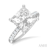 1/3 ctw Princess Shape Round Cut Diamond Semi Mount Engagement Ring in 14K White Gold