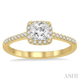 1/2 ctw Diamond Engagement Ring with 1/4 ct Princess Cut Center Stone in 14K Yellow Gold