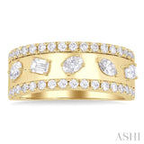 7/8 Ctw 5-Stone Mixed Shape Diamond Fashion Band in 14K Yellow Gold