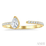 3/8 ctw Pear and Round Cut Diamond Fashion Open Ring in 14K Yellow Gold
