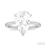 1/8 ctw Pear Shape Round Cut Diamond Semi Mount Engagement Ring in 14K White Gold