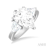 1.00 ctw Pear Shape Trillion Cut & Round Cut Diamond Semi Mount Engagement Ring in 14K White Gold