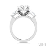 1.00 ctw Pear Shape Trillion Cut & Round Cut Diamond Semi Mount Engagement Ring in 14K White Gold