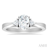 1/4 ctw Oval Shape Trillion Cut & Round Cut Diamond Semi Mount Engagement Ring in 14K White Gold