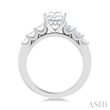 1.00 ctw Princess Shape Oval and Round Cut Diamond Semi Mount Engagement Ring in 14K White Gold