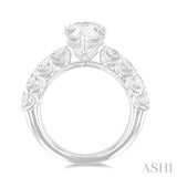 7/8 ctw Pear Shape Round Cut Diamond Semi Mount Engagement Ring in 14K White Gold