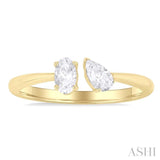 1/2 ctw Toi Et Moi Oval and Pear Cut Diamond Open Fashion Ring in 14K Yellow Gold