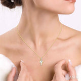 1/10 ctw Round Cut Diamond Pendant in 10K Yellow Gold with Chain
