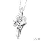 1/10 ctw Round Cut Diamond Pendant in Sterling Silver with Chain