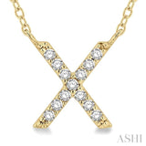 1/20 Ctw Initial 'X' Round Cut Diamond Pendant With Chain in 14K Yellow Gold