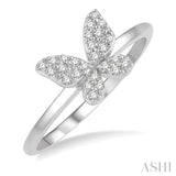 1/6 ctw Butterfly Motif Round Cut Diamond Petite Fashion Ring in 14K White Gold