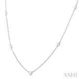 1/4 ctw Bezel Set Round Cut Diamond Station Necklace in 14K White Gold
