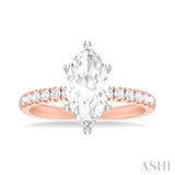 1/3 ctw Marquise Shape Round Cut Diamond Semi Mount Engagement Ring in 14K Rose and White Gold