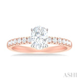 1/3 ctw Oval Shape Round Cut Diamond Semi Mount Engagement Ring in 14K Rose and White Gold