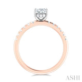 1/3 ctw Oval Shape Round Cut Diamond Semi Mount Engagement Ring in 14K Rose and White Gold