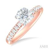 1/3 ctw Circular Shape Round Cut Diamond Semi Mount Engagement Ring in 14K Rose and White Gold