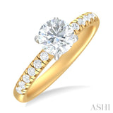 1/3 ctw Circular Shape Round Cut Diamond Semi Mount Engagement Ring in 14K Yellow and White Gold