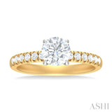 1/3 ctw Circular Shape Round Cut Diamond Semi Mount Engagement Ring in 14K Yellow and White Gold