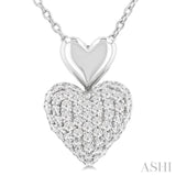 1/4 Ctw Heart Shape Pave Set Single Cut Diamond Fashion Pendant With Chain in 10K White Gold