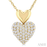 1/4 Ctw Heart Shape Pave Set Single Cut Diamond Fashion Pendant With Chain in 10K Yellow Gold