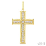 1.00 ctw Cross Round Cut Diamond Fashion Pendant in 14K Yellow Gold