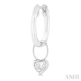 1/3 ctw Bezel Set Heart Cut Diamond Huggie Earrings in 10K White Gold