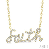 1/5 ctw 'faith' Script Pendant Round Cut Diamond Necklace in 10K Yellow Gold