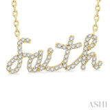 1/5 ctw 'faith' Script Pendant Round Cut Diamond Necklace in 10K Yellow Gold
