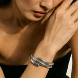 Dot Silver Double Coil Bracelet, Size M