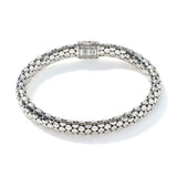 Dot Silver Small Chain Bracelet with Pusher Clasp, Size UM