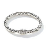 Dot Silver Small Chain Bracelet with Pusher Clasp, Size UM