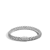 Dot Silver Small Chain Bracelet with Pusher Clasp, Size UM