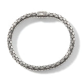 Dot Silver Small Chain Bracelet with Pusher Clasp, Size UM