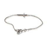 Essentials Silver 2mm Mini Rolo Chain Cross Bracelet with Lobster Clasp, Size UM