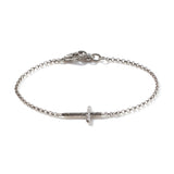 Essentials Silver 2mm Mini Rolo Chain Cross Bracelet with Lobster Clasp, Size UM