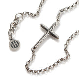 Essentials Silver 2mm Mini Rolo Chain Cross Bracelet with Lobster Clasp, Size UM