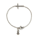 Essentials Silver 2mm Mini Rolo Chain Cross Bracelet with Lobster Clasp, Size UM