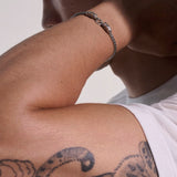 Naga Heritage Silver Double Dragon Head Slim Chain Bracelet 3.5mm with Lobster Clasp with Blue Sapphire Eyes, Size UM