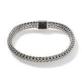 Icon Silver Small Reversible Bracelet 6.5mm with Pusher Clasp with Treated Black Sapphire and Amethyst, Size UM