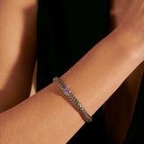 Icon Silver Small Reversible Bracelet 6.5mm with Pusher Clasp with Treated Black Sapphire and Amethyst, Size UM