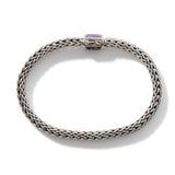Icon Silver Small Reversible Bracelet 6.5mm with Pusher Clasp with Treated Black Sapphire and Amethyst, Size UM