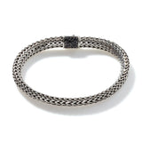 Icon Silver Small Reversible Bracelet 6.5mm with Pusher Clasp with Treated Black Sapphire and Aquamarine, Size UM