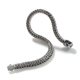 Icon Silver Small Reversible Bracelet 6.5mm with Pusher Clasp with Treated Black Sapphire and Aquamarine, Size UM