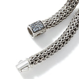Icon Silver Small Reversible Bracelet 6.5mm with Pusher Clasp with Treated Black Sapphire and Aquamarine, Size UM
