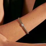 Icon Silver Small Reversible Bracelet 6.5mm with Pusher Clasp with Treated Black Sapphire and Aquamarine, Size UM