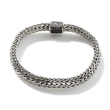 Icon Silver Small Reversible Bracelet 6.5mm with Pusher Clasp with Treated Black Sapphire and Blue Sapphire, Size UM