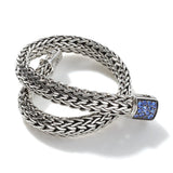 Icon Silver Small Reversible Bracelet 6.5mm with Pusher Clasp with Treated Black Sapphire and Blue Sapphire, Size UM