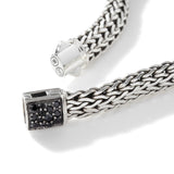 Icon Silver Small Reversible Bracelet 6.5mm with Pusher Clasp with Treated Black Sapphire and Blue Sapphire, Size UM